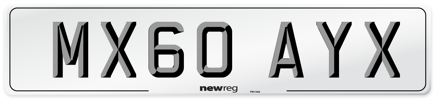 MX60 AYX Number Plate from New Reg